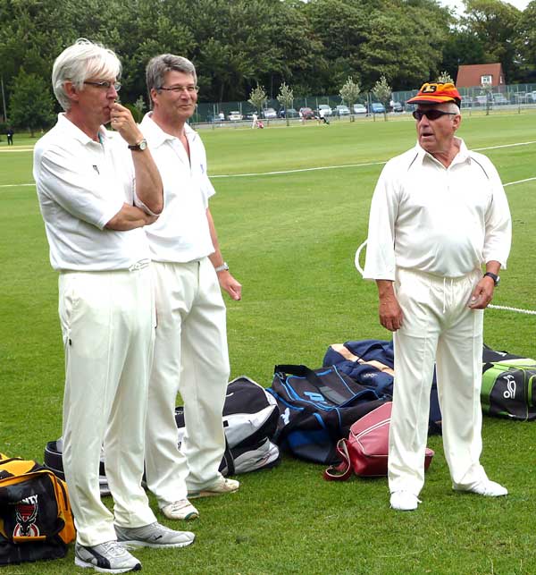 Photo of Dave Allen and cricket friends. Dave,  in his mid-60s, wonders whether this ‘old boys’ game is a good idea